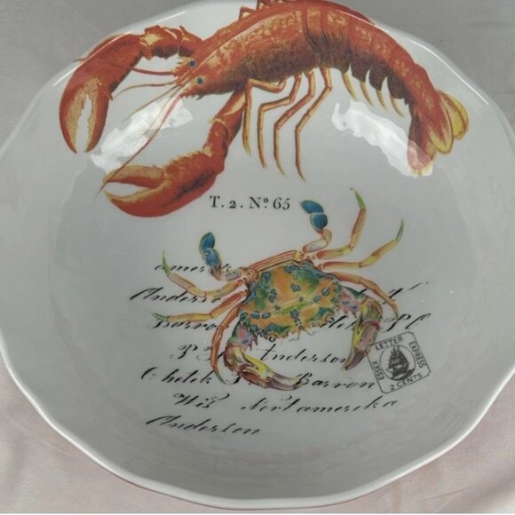Michel Design Works Lobster Crab Serving Bowl 12" Melamine Orange Scalloped Rim - Picture 2 of 6